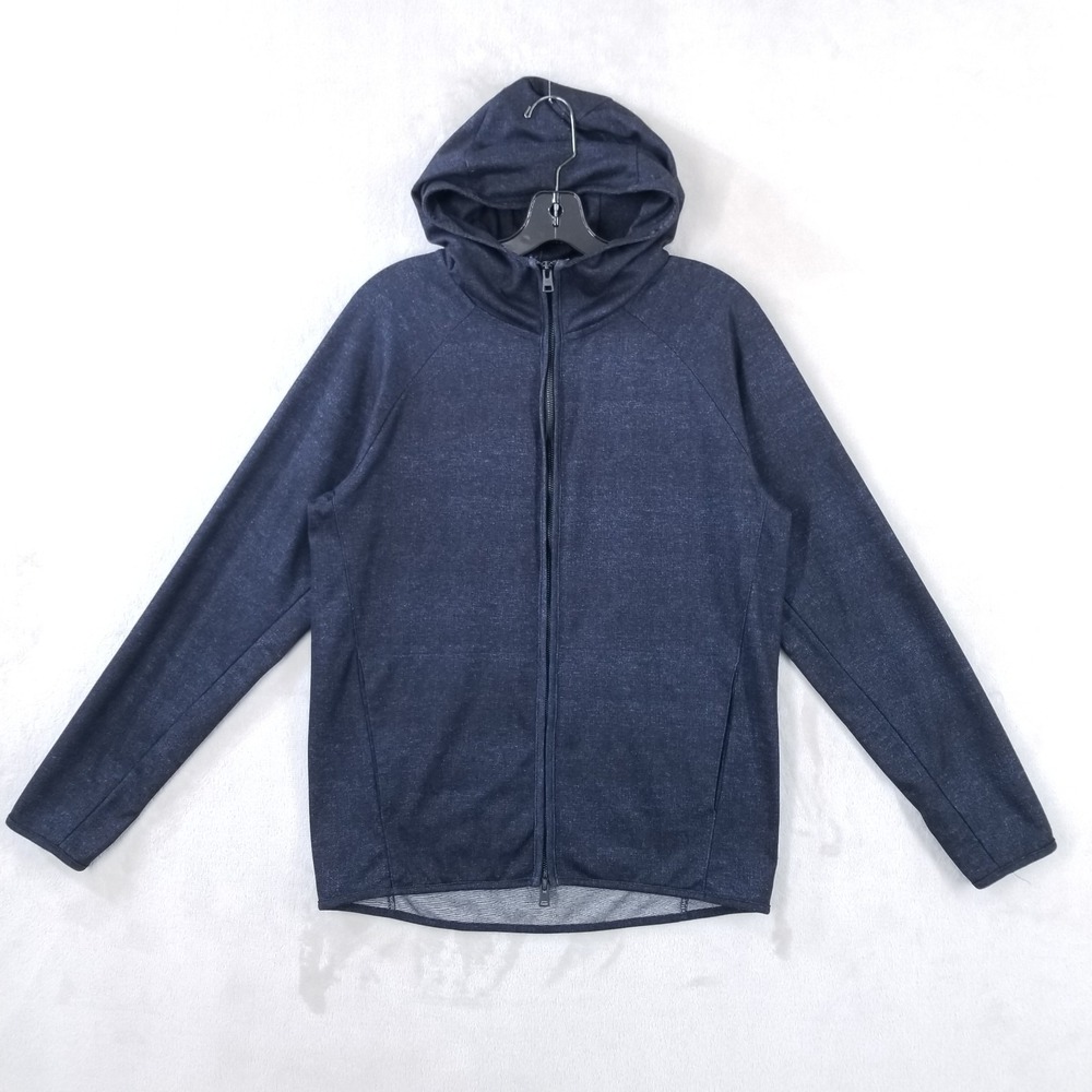 WRK Hoodie Men M Blue Full Zip Funnel Hood Pockets Work Rest Karma Gym Workout